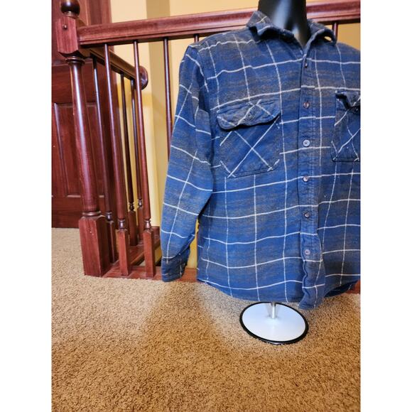 Burry Lane Flannel Shirt Mens Medium Classic Rugged Plaid Long Sleeve Button Up - Picture 8 of 13